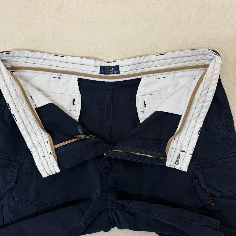 Polo Ralph Lauren Cargo Shorts Mens 40 Navy Blue Classic Polo Chino 10